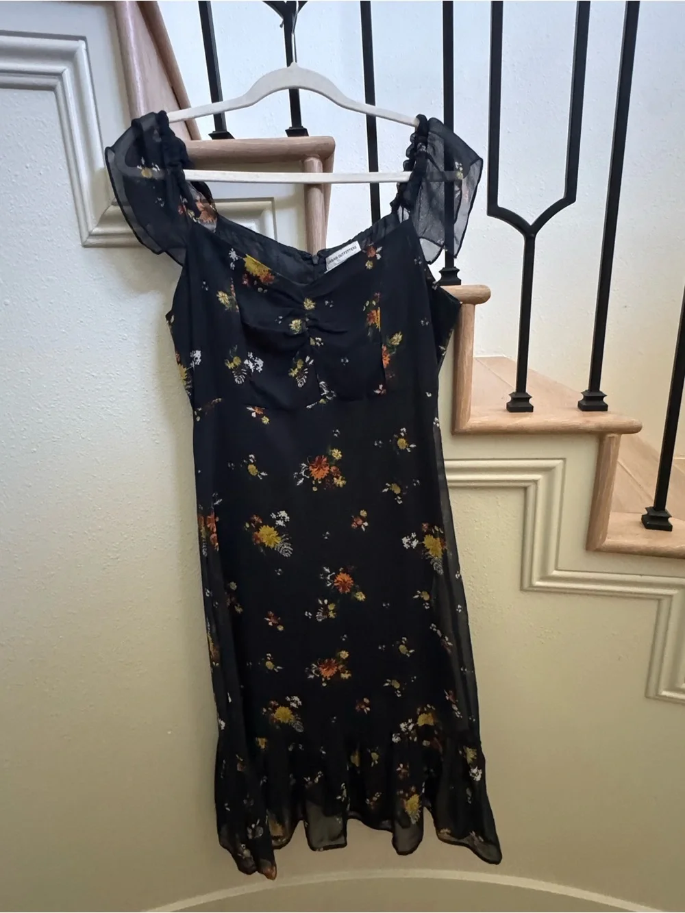 Urban Outfitters Navy Floral Mesh-Trim Midi Dress - Picture 2 of 8